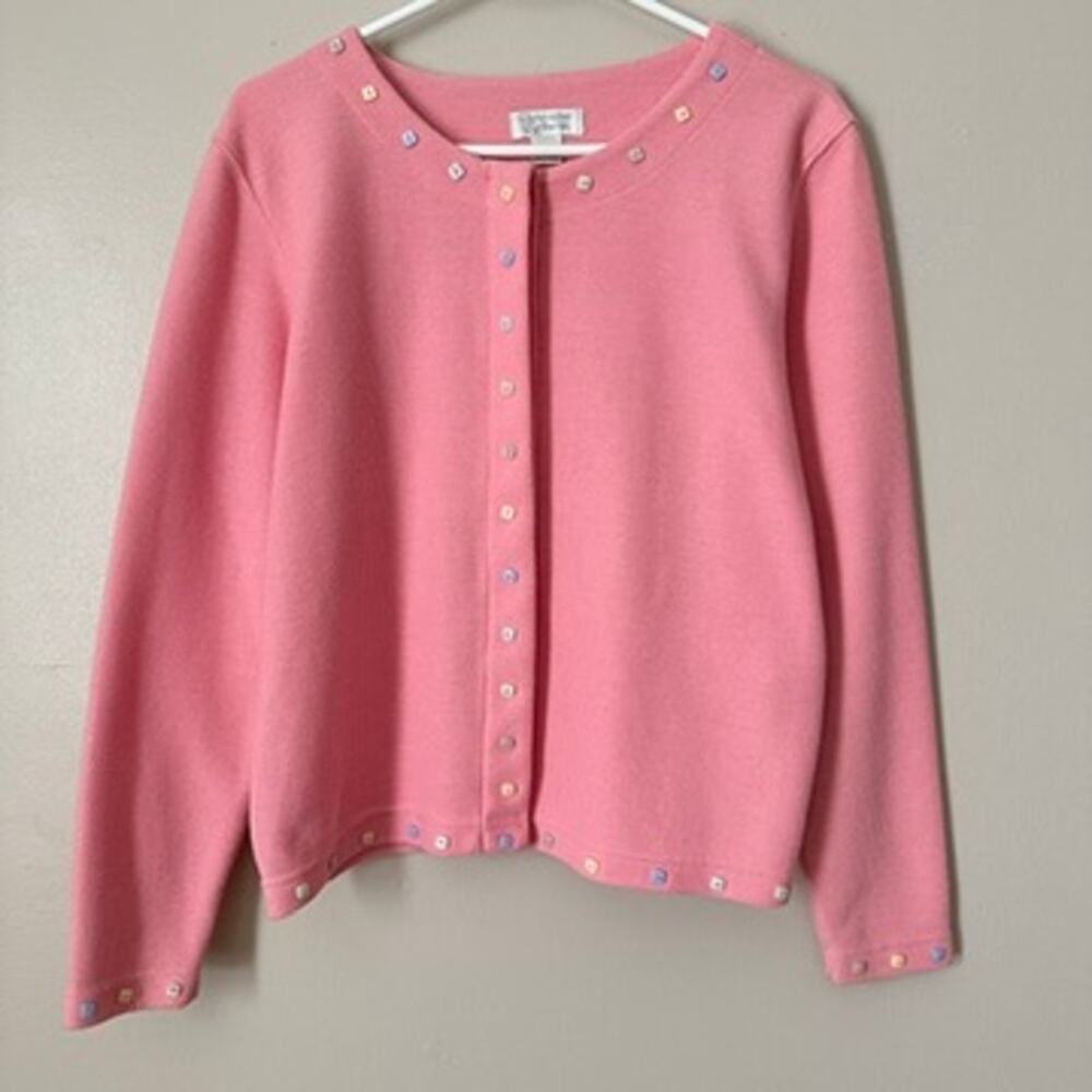 Christopher & Banks Cardigan Sweater Womens SMALL Pink Pastel Easter Spring